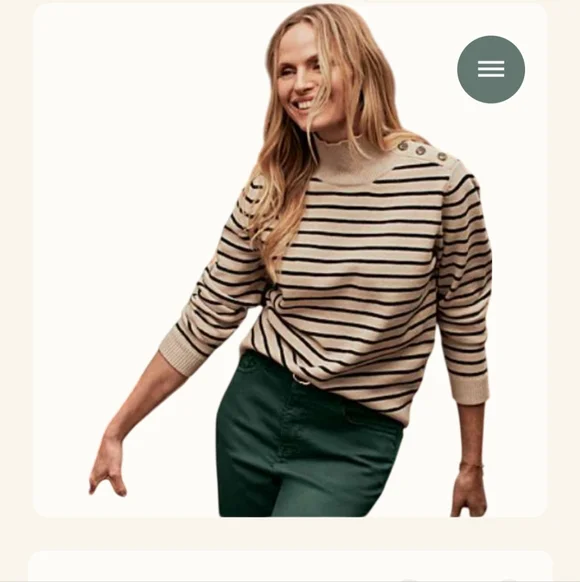 Button Shoulder Striped Sweater - Picture 1 of 4